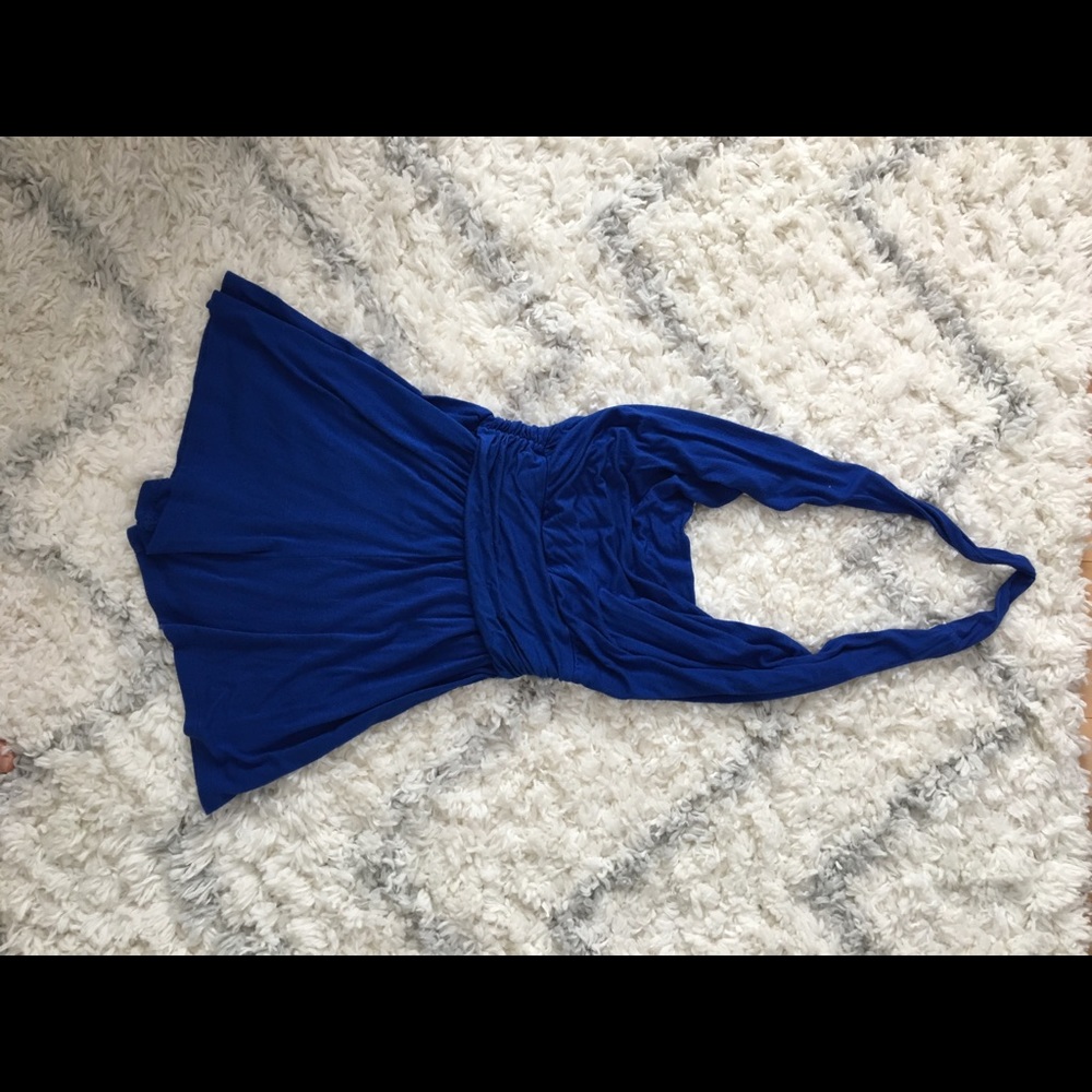 Arden B swoop neck halter romper